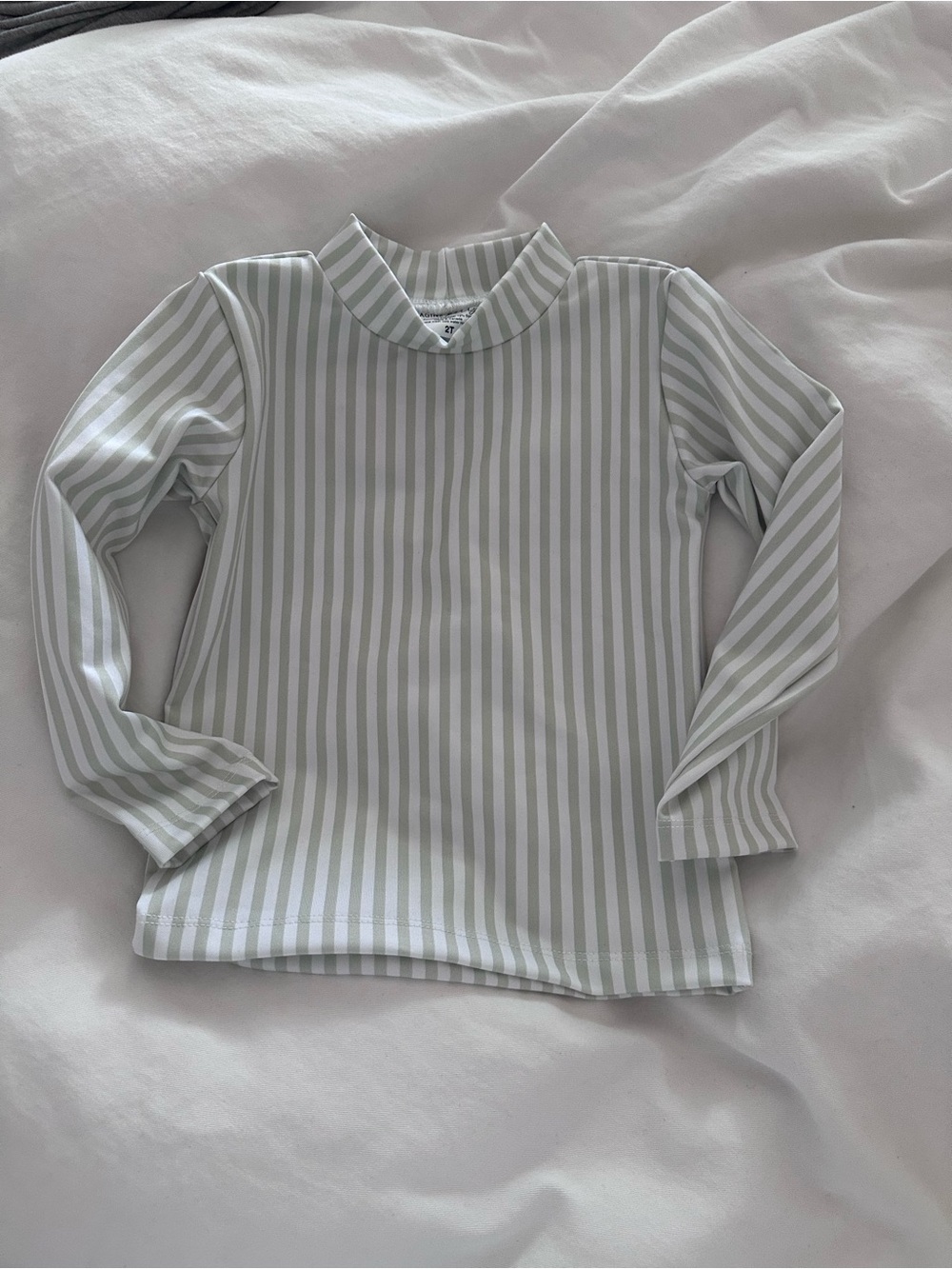 BNWT Imagine Perry Striped Long Sleeve Mock Neck Top - Soft Green & White - 2T
